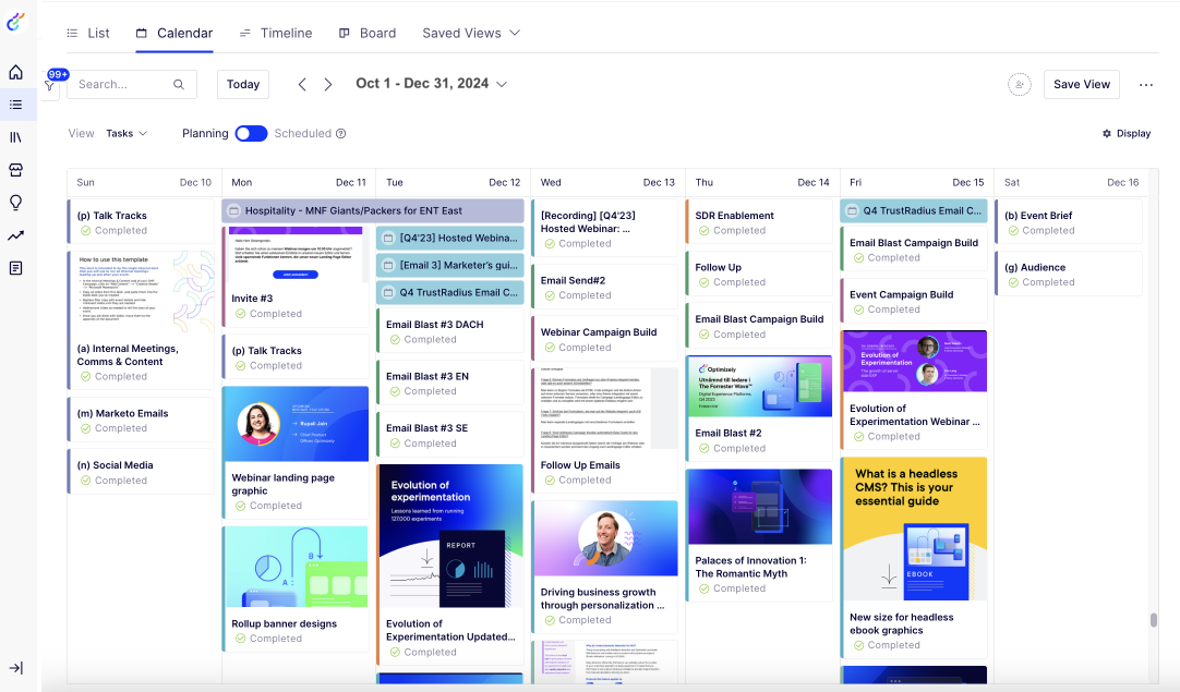 Screenshot from Optimizely Content Marketing Platform, showingScreenshot from Optimizely Content Marketing Platform, showing the Content Calendar view