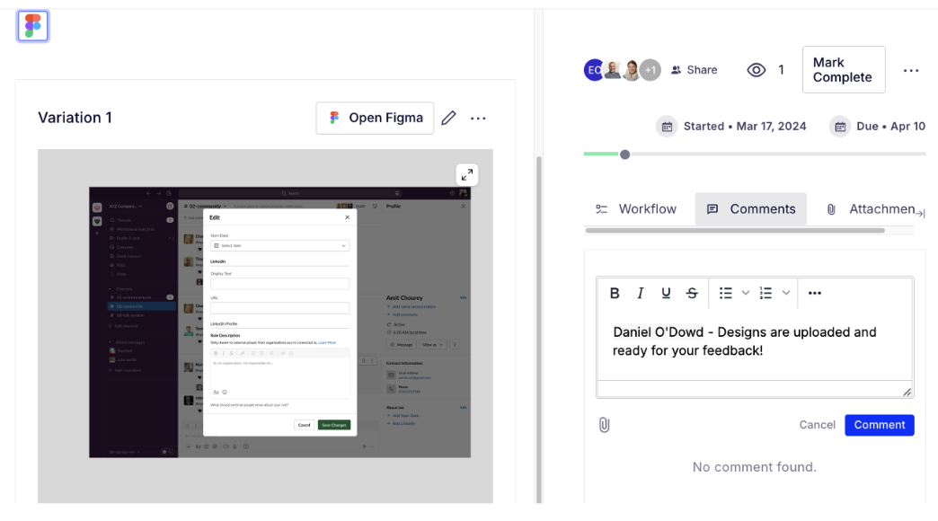 Adding variation in Collaboration tool